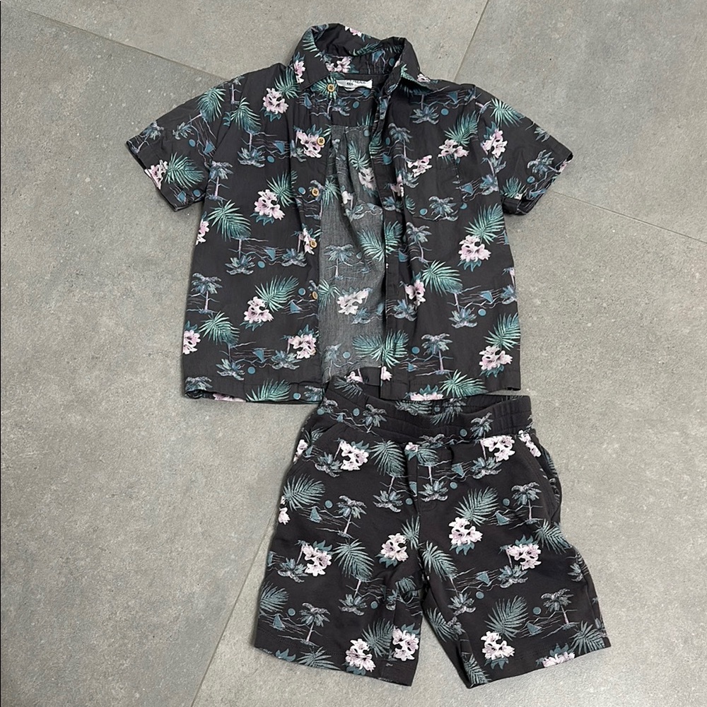 Tropical Print Kids Pajamas Set